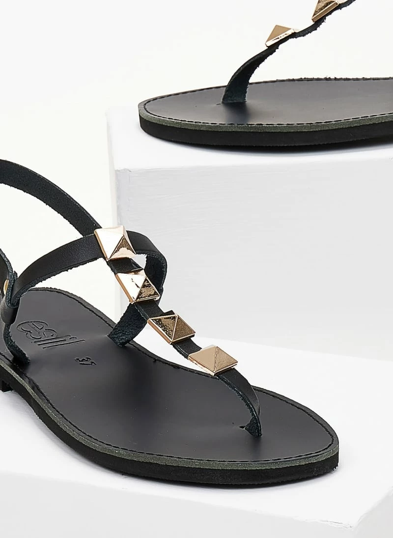 Σανδάλια δερμάτινα Estil με τρουκς - Μαύρο 6 Σανδάλια δερμάτινα Estil με τρουκς - Μαύρο - Image 4