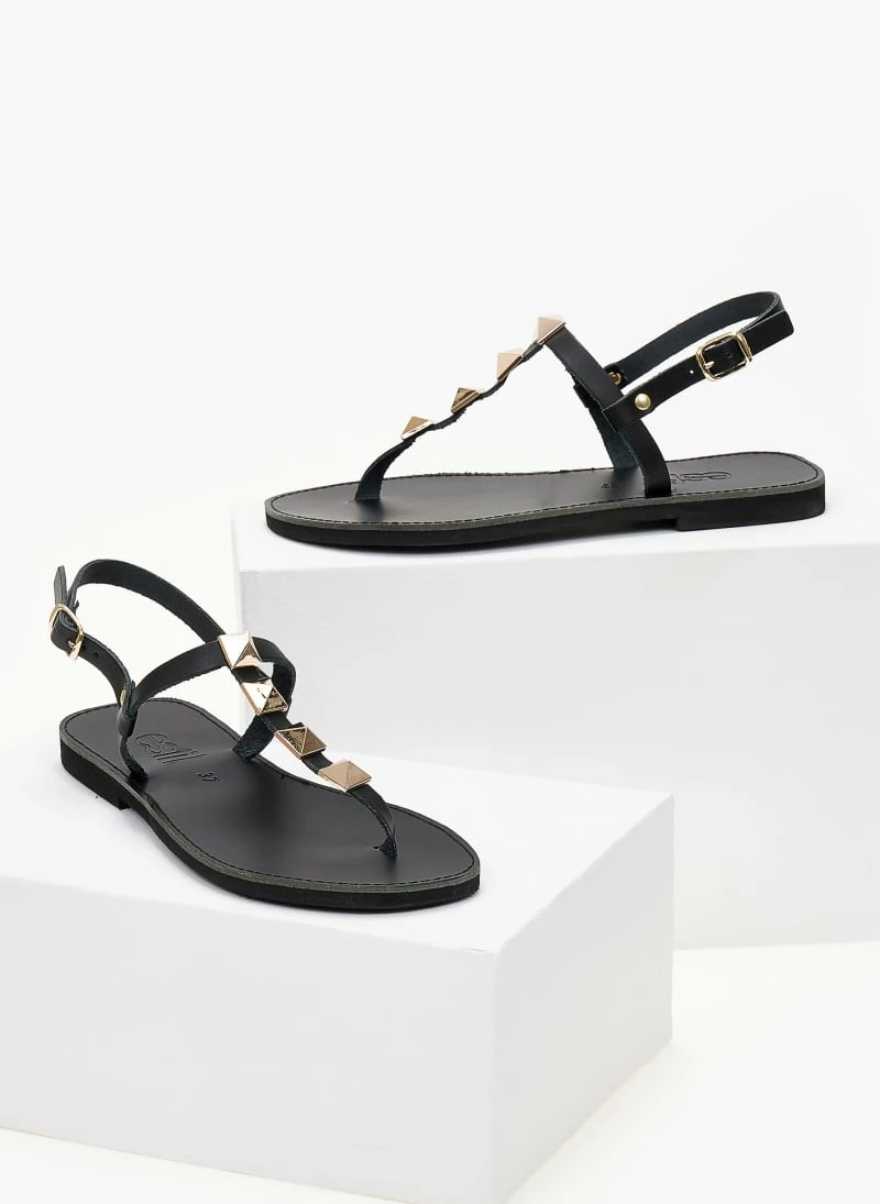 Σανδάλια δερμάτινα Estil με τρουκς - Μαύρο 4 Σανδάλια δερμάτινα Estil με τρουκς - Μαύρο - Image 2