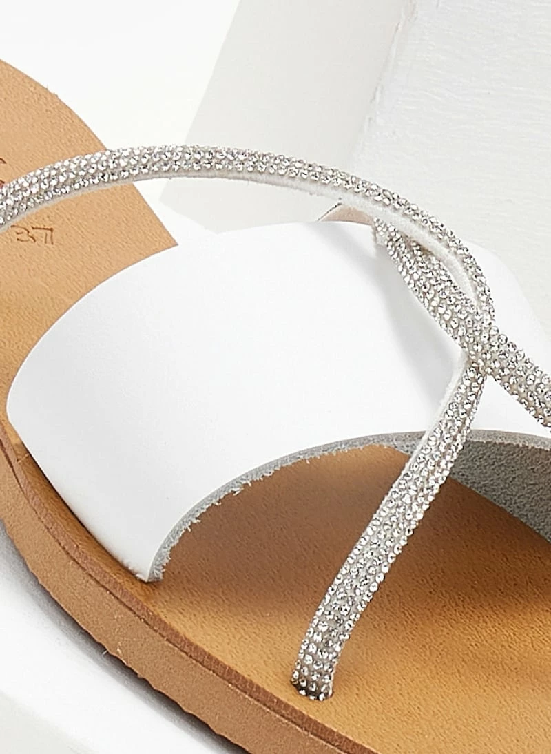 Σανδάλια δερμάτινα ESTIL με χιαστί Strass λουράκια - Λευκό 4 Σανδάλια δερμάτινα ESTIL με χιαστί Strass λουράκια - Λευκό - Image 2