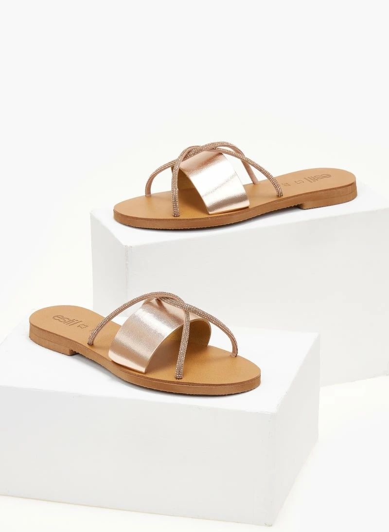 Σανδάλια δερμάτινα ESTIL με χιαστί Strass λουράκια - Χαλκός 6 Σανδάλια δερμάτινα ESTIL με χιαστί Strass λουράκια - Χαλκός - Image 4