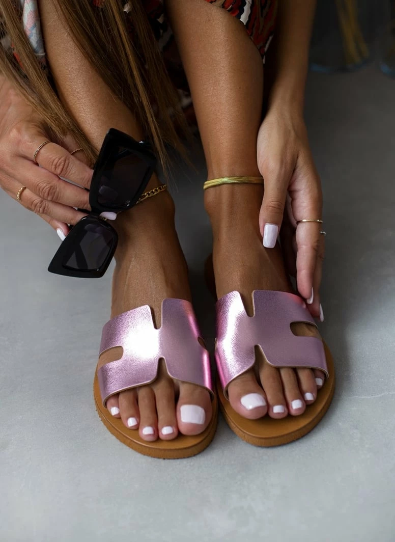 Σανδάλια δερμάτινα ESTIL σε μεταλλικά χρώματα - Ροζ 3 Σανδάλια δερμάτινα ESTIL σε μεταλλικά χρώματα - Ροζ