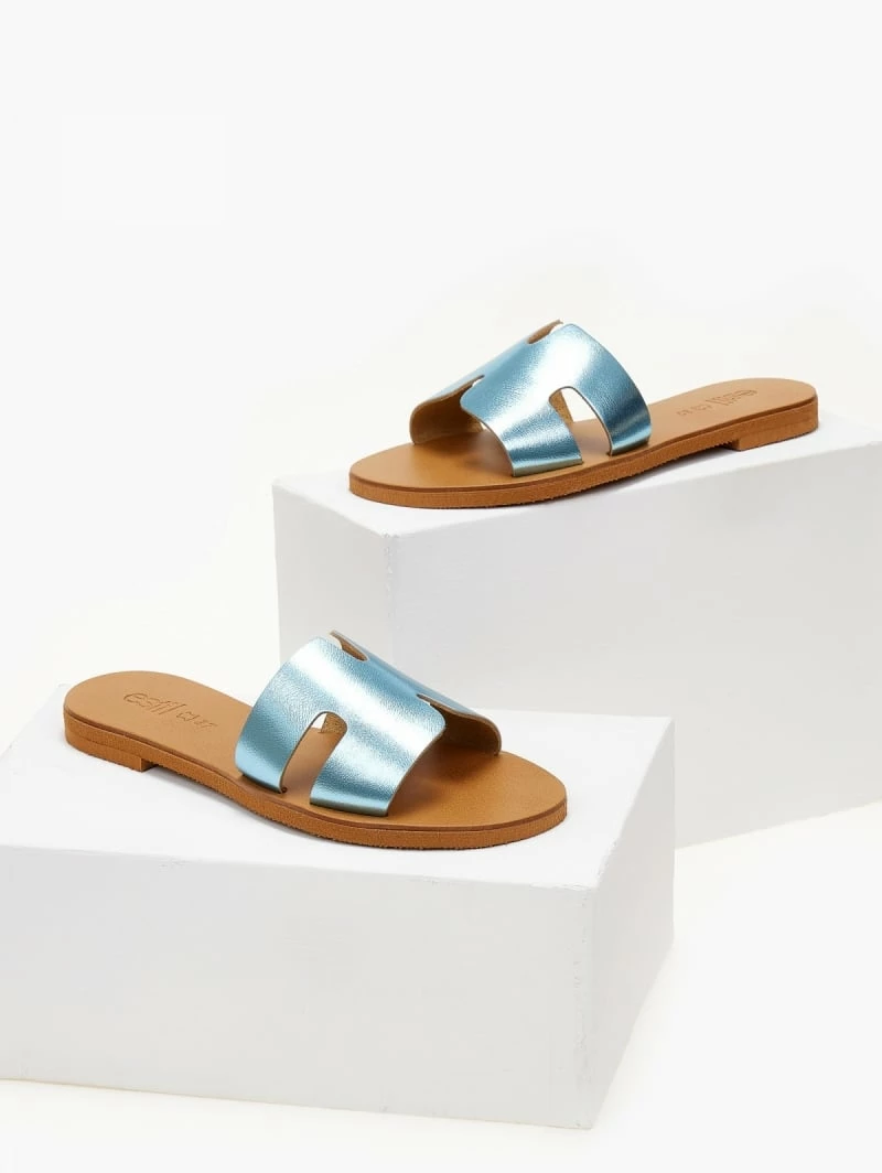 Σανδάλια δερμάτινα ESTIL σε μεταλλικά χρώματα - Γαλάζιο 8 Σανδάλια δερμάτινα ESTIL σε μεταλλικά χρώματα - Γαλάζιο - Image 6