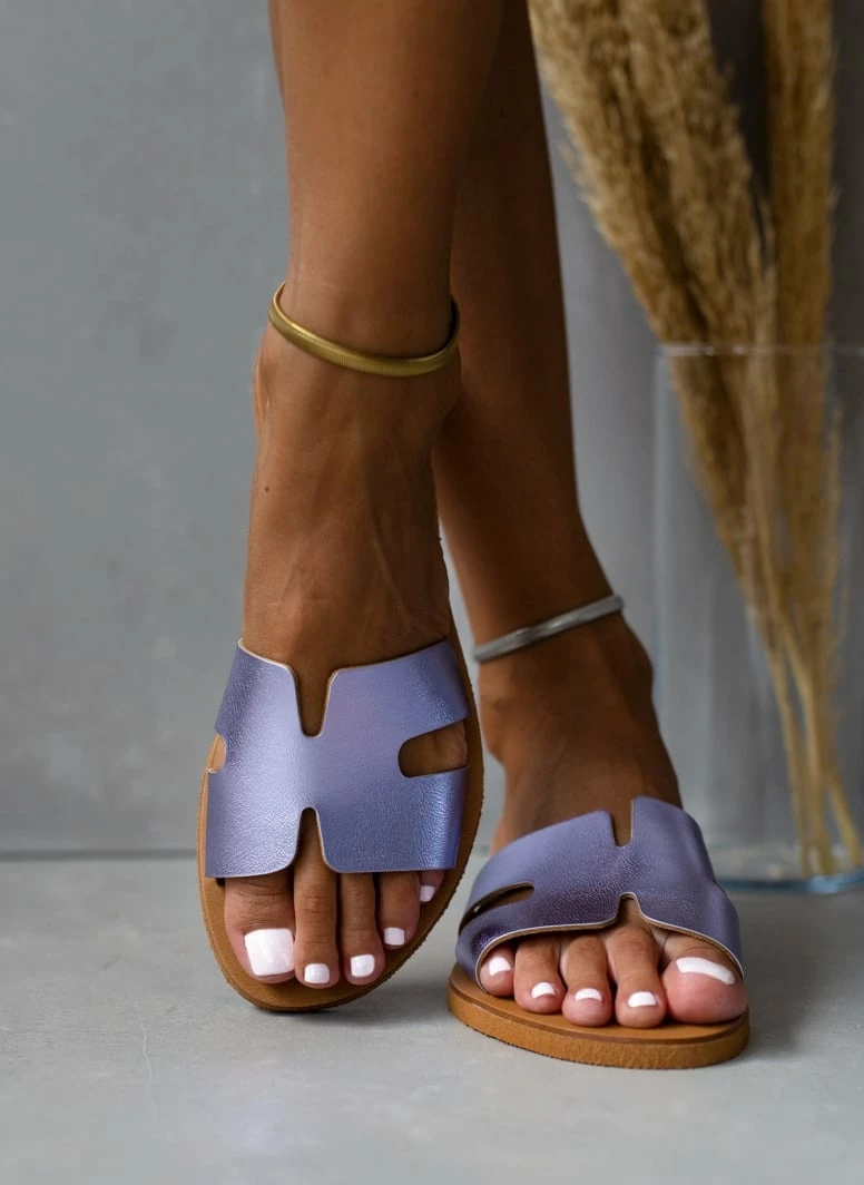 Σανδάλια δερμάτινα ESTIL σε μεταλλικά χρώματα - Λιλά 3 Σανδάλια δερμάτινα ESTIL σε μεταλλικά χρώματα - Λιλά