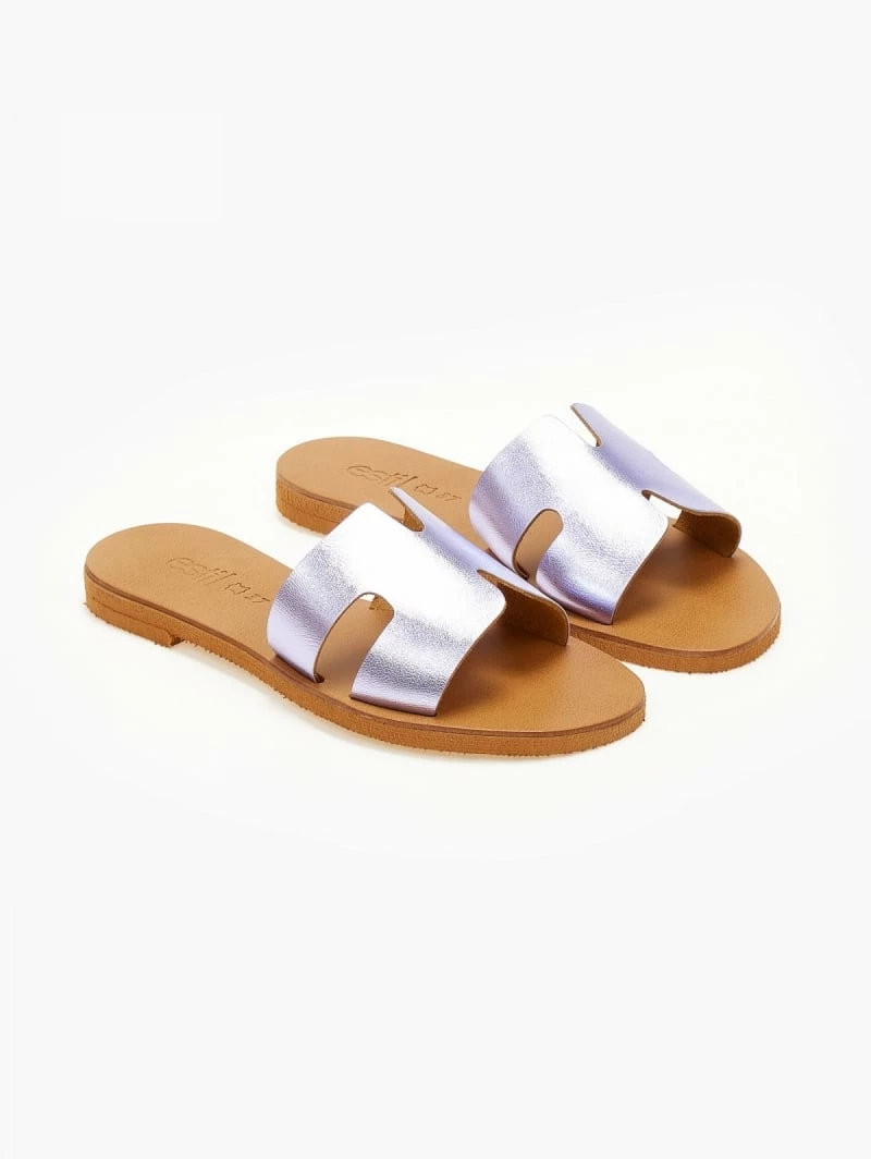 Σανδάλια δερμάτινα ESTIL σε μεταλλικά χρώματα - Λιλά 5 Σανδάλια δερμάτινα ESTIL σε μεταλλικά χρώματα - Λιλά - Image 3