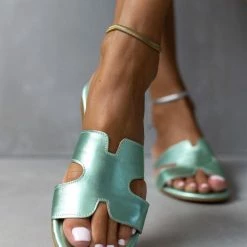 Σανδάλια δερμάτινα ESTIL σε μεταλλικά χρώματα - Βεραμάν