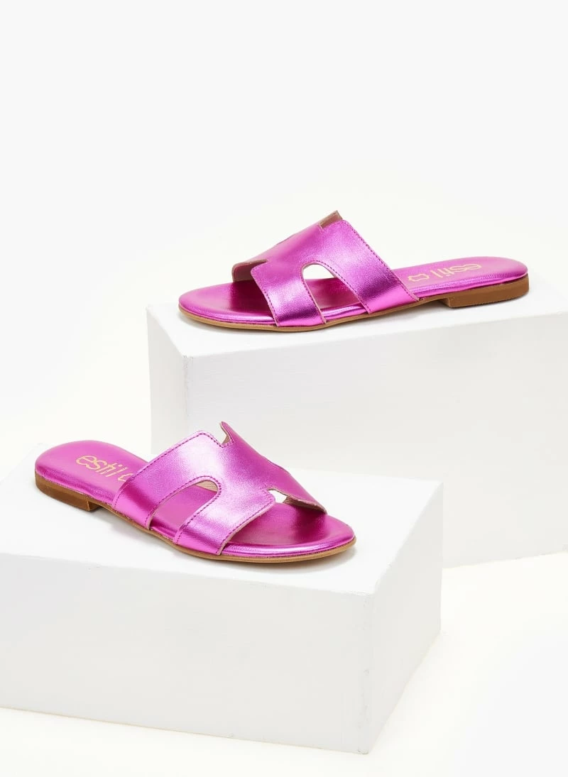 Σανδάλια δερμάτινα ESTIL σε μεταλλικά χρώματα - Φούξια 5 Σανδάλια δερμάτινα ESTIL σε μεταλλικά χρώματα - Φούξια - Image 3