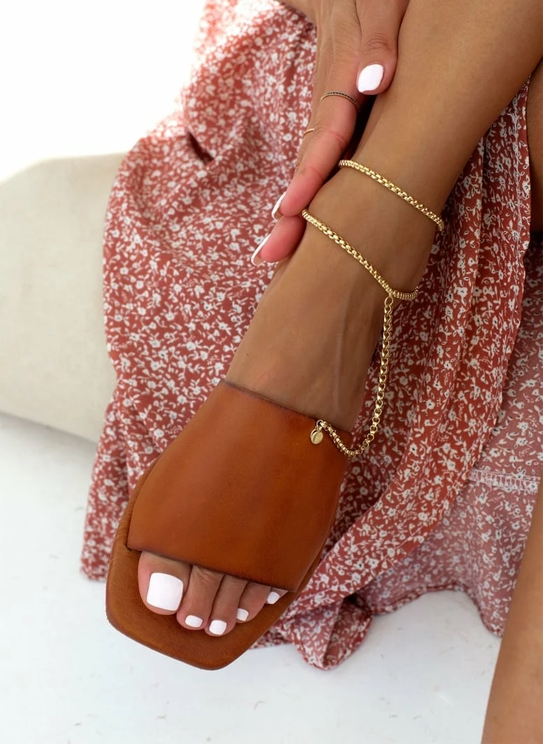 Σανδάλια δερμάτινα IRIS με Anklet αλυσίδα - Ταμπά 3 Σανδάλια δερμάτινα IRIS με Anklet αλυσίδα - Ταμπά