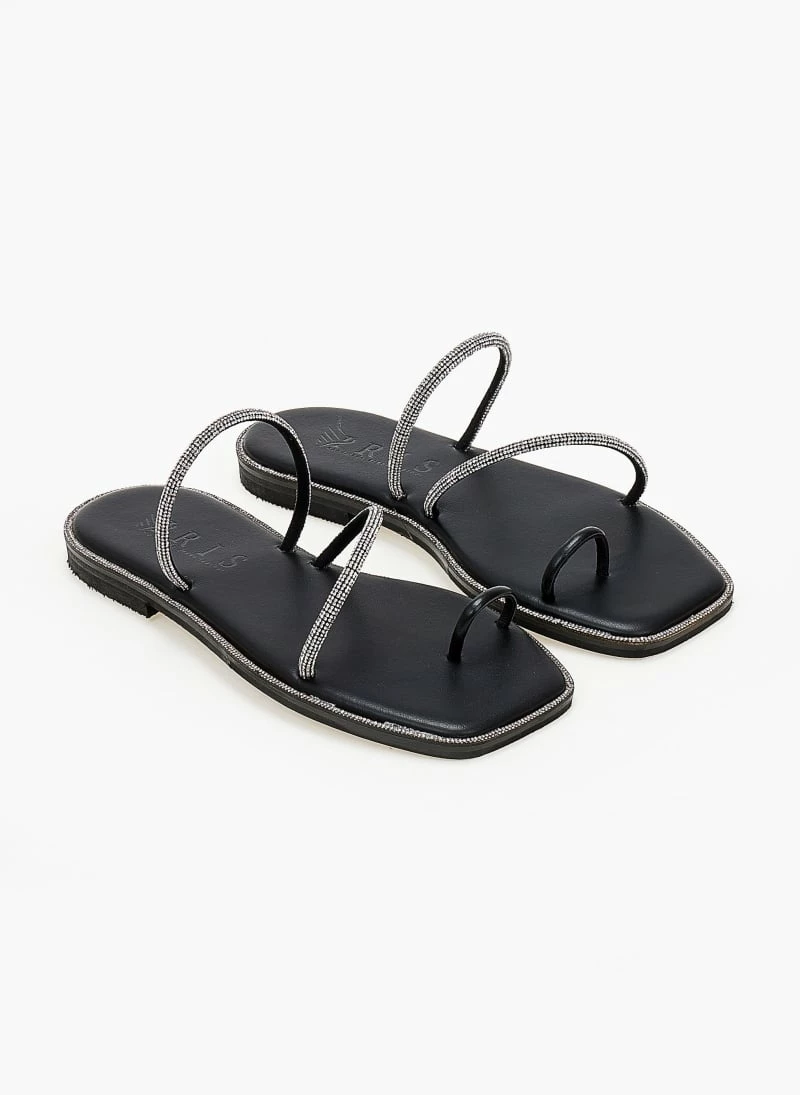 Σανδάλια δερμάτινα IRIS με διακριτικά Strass - Μαύρο 4 Σανδάλια δερμάτινα IRIS με διακριτικά Strass - Μαύρο - Image 2