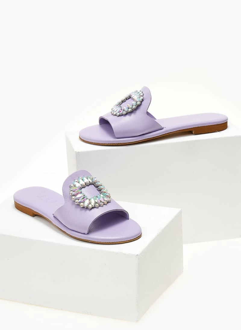 Σανδάλια δερμάτινα IRIS με ιριδίζουσες πέτρες - Λιλά 5 Σανδάλια δερμάτινα IRIS με ιριδίζουσες πέτρες - Λιλά - Image 3