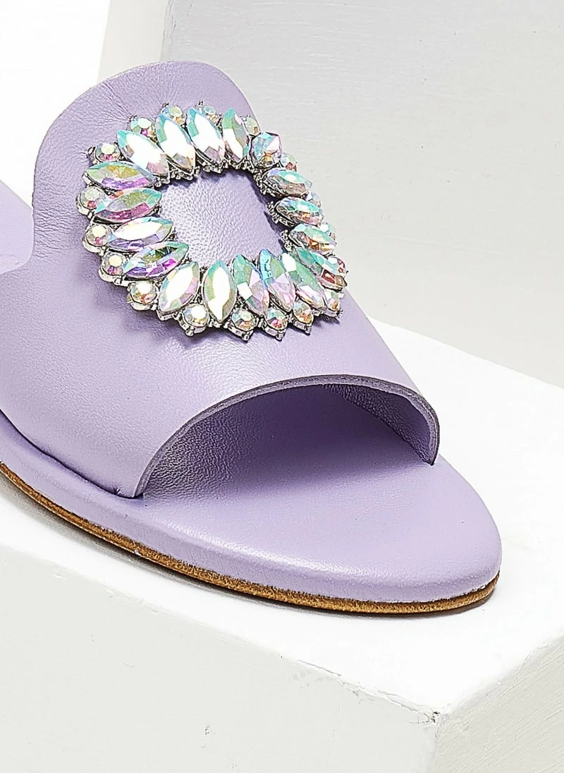 Σανδάλια δερμάτινα IRIS με ιριδίζουσες πέτρες - Λιλά 4 Σανδάλια δερμάτινα IRIS με ιριδίζουσες πέτρες - Λιλά - Image 2
