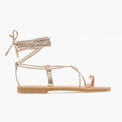 Σανδάλια δερμάτινα IRIS με κορδόνια - Χαλκός