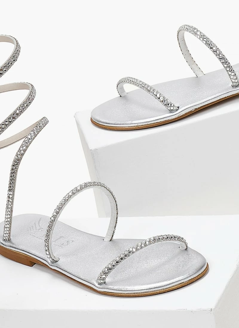 Σανδάλια δερμάτινα IRIS με κρύσταλλα - Ασημί 5 Σανδάλια δερμάτινα IRIS με κρύσταλλα - Ασημί - Image 3