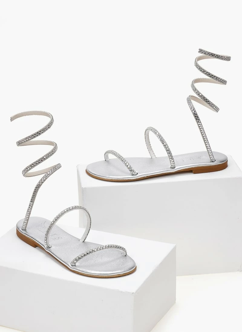 Σανδάλια δερμάτινα IRIS με κρύσταλλα - Ασημί 7 Σανδάλια δερμάτινα IRIS με κρύσταλλα - Ασημί - Image 5
