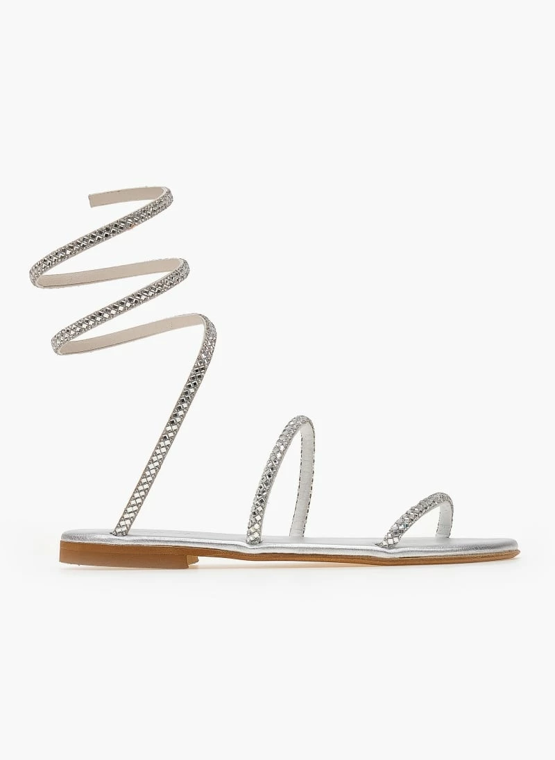 Σανδάλια δερμάτινα IRIS με κρύσταλλα - Ασημί 4 Σανδάλια δερμάτινα IRIS με κρύσταλλα - Ασημί - Image 2
