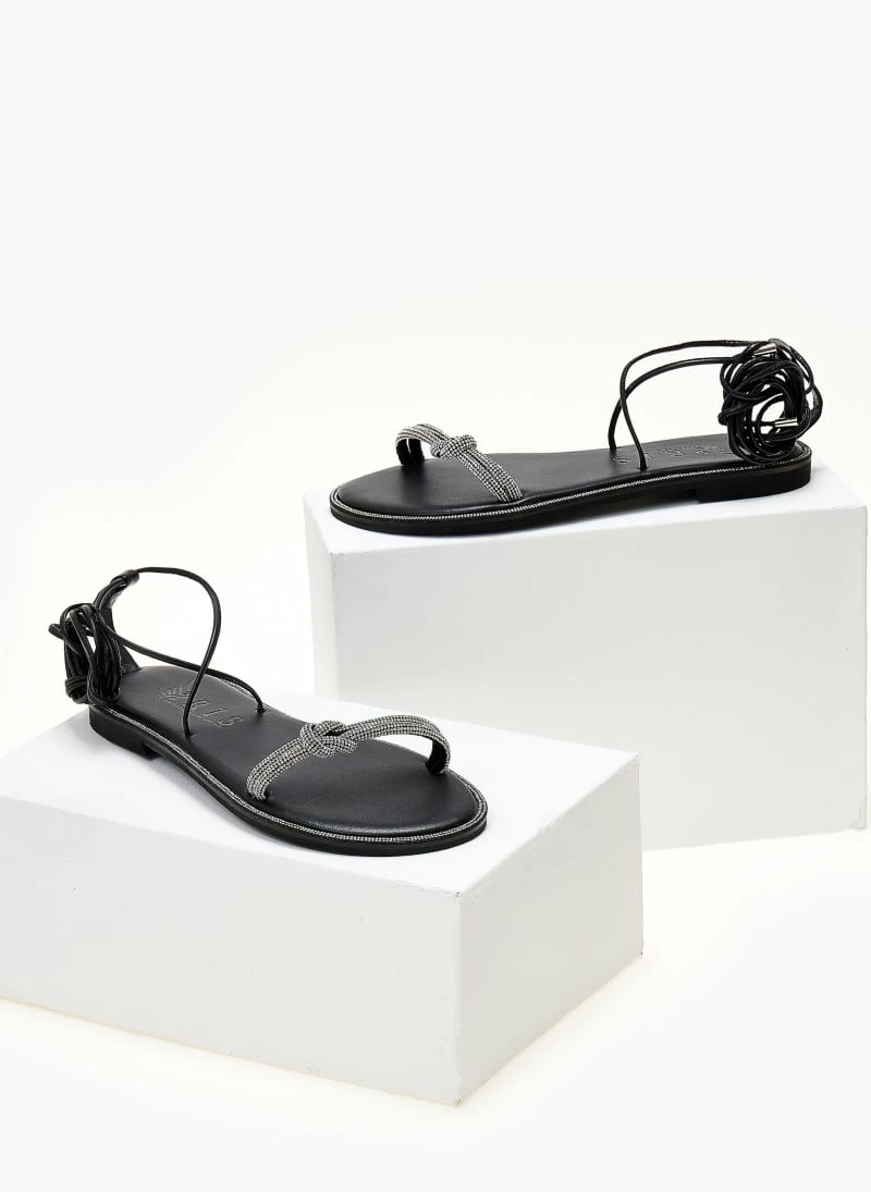 Σανδάλια δερμάτινα IRIS με Lace Up δέσιμο - Μαύρο/Ασημί 7 Σανδάλια δερμάτινα IRIS με Lace Up δέσιμο - Μαύρο/Ασημί - Image 5