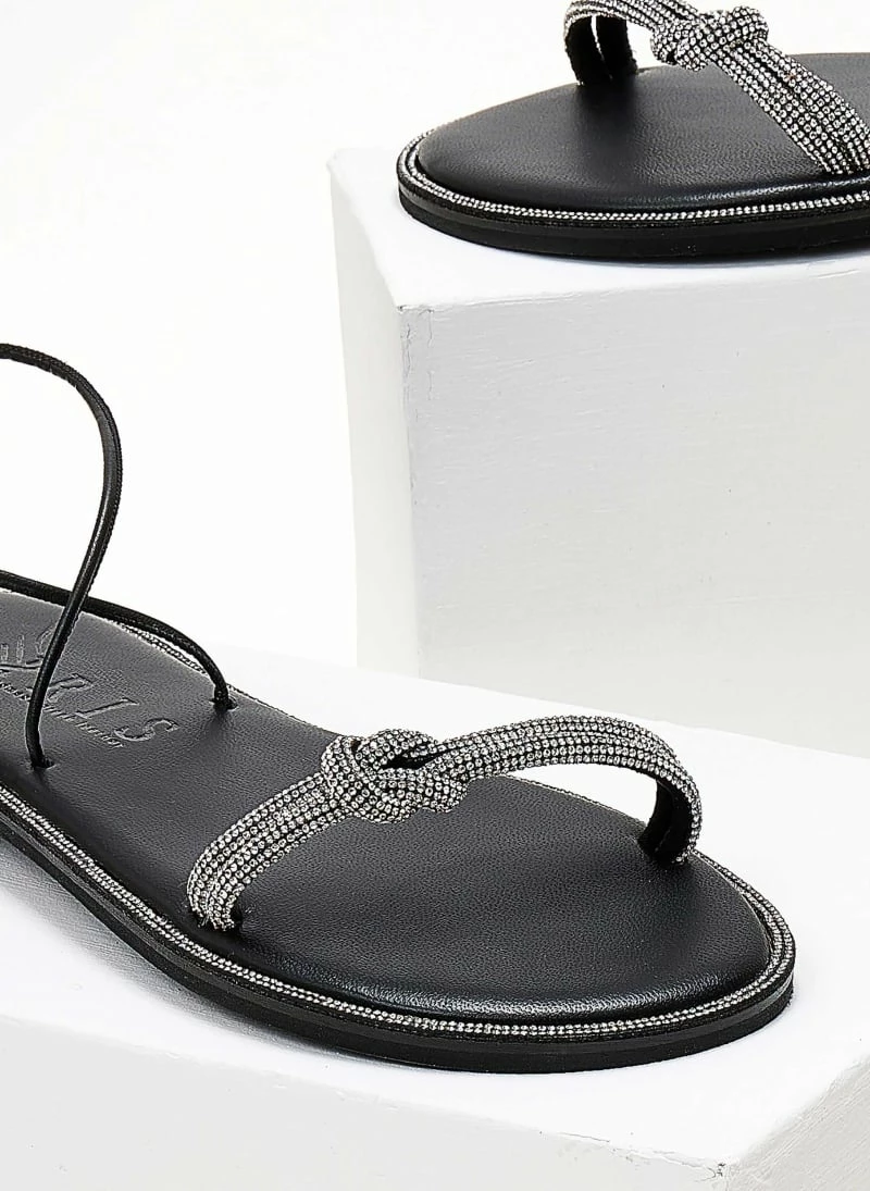 Σανδάλια δερμάτινα IRIS με Lace Up δέσιμο - Μαύρο/Ασημί 4 Σανδάλια δερμάτινα IRIS με Lace Up δέσιμο - Μαύρο/Ασημί - Image 2