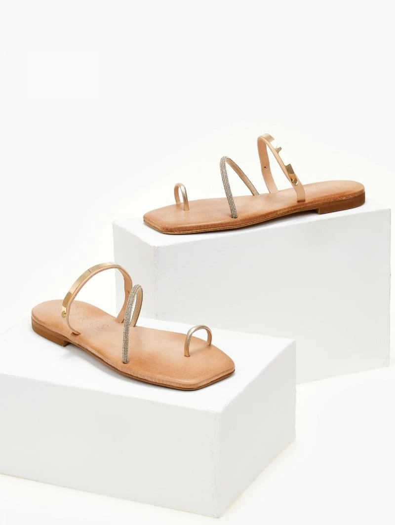 Σανδάλια δερμάτινα IRIS με μεταλλική λεπτομέρεια - Χρυσό 8 Σανδάλια δερμάτινα IRIS με μεταλλική λεπτομέρεια - Χρυσό - Image 6