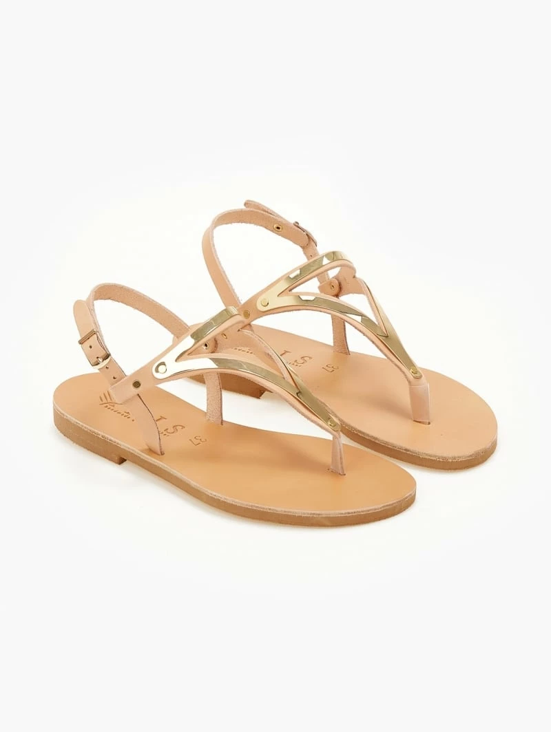 Σανδάλια δερμάτινα IRIS με μεταλλικό τρίγωνο - Φυσικό 4 Σανδάλια δερμάτινα IRIS με μεταλλικό τρίγωνο - Φυσικό - Image 2