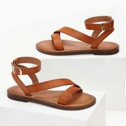 Σανδάλια δερμάτινα IRIS με μπαρέτα - Ταμπά -Σανδάλια κατάστημα sandalia dermatina iris me mpareta 102699 dyos