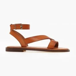 Σανδάλια δερμάτινα IRIS με μπαρέτα - Ταμπά -Σανδάλια κατάστημα sandalia dermatina iris me mpareta 102699 zgrx