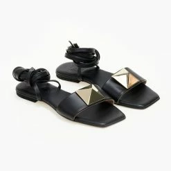 Σανδάλια δερμάτινα IRIS με Oversize τρουκ - Μαύρο -Σανδάλια κατάστημα sandalia dermatina iris me oversize trouk 105041 rdgm