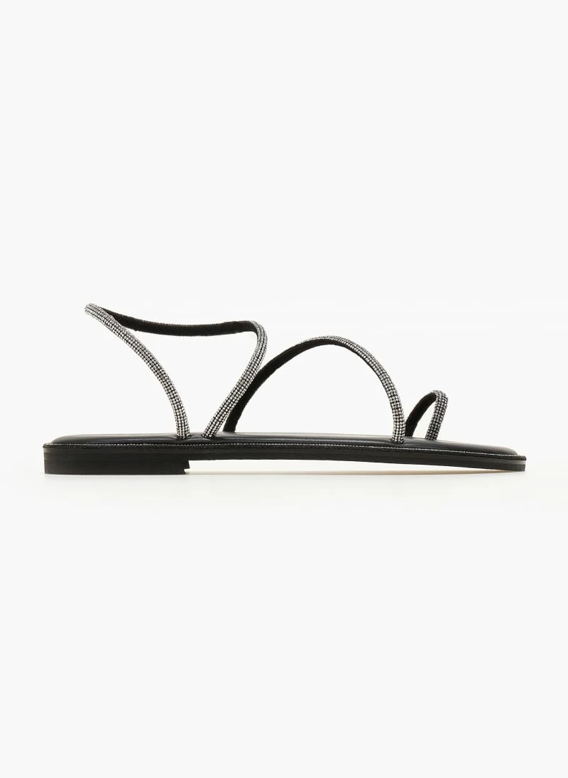 Σανδάλια δερμάτινα IRIS με περαστό Strass λουράκι - Μαύρο 3 Σανδάλια δερμάτινα IRIS με περαστό Strass λουράκι - Μαύρο