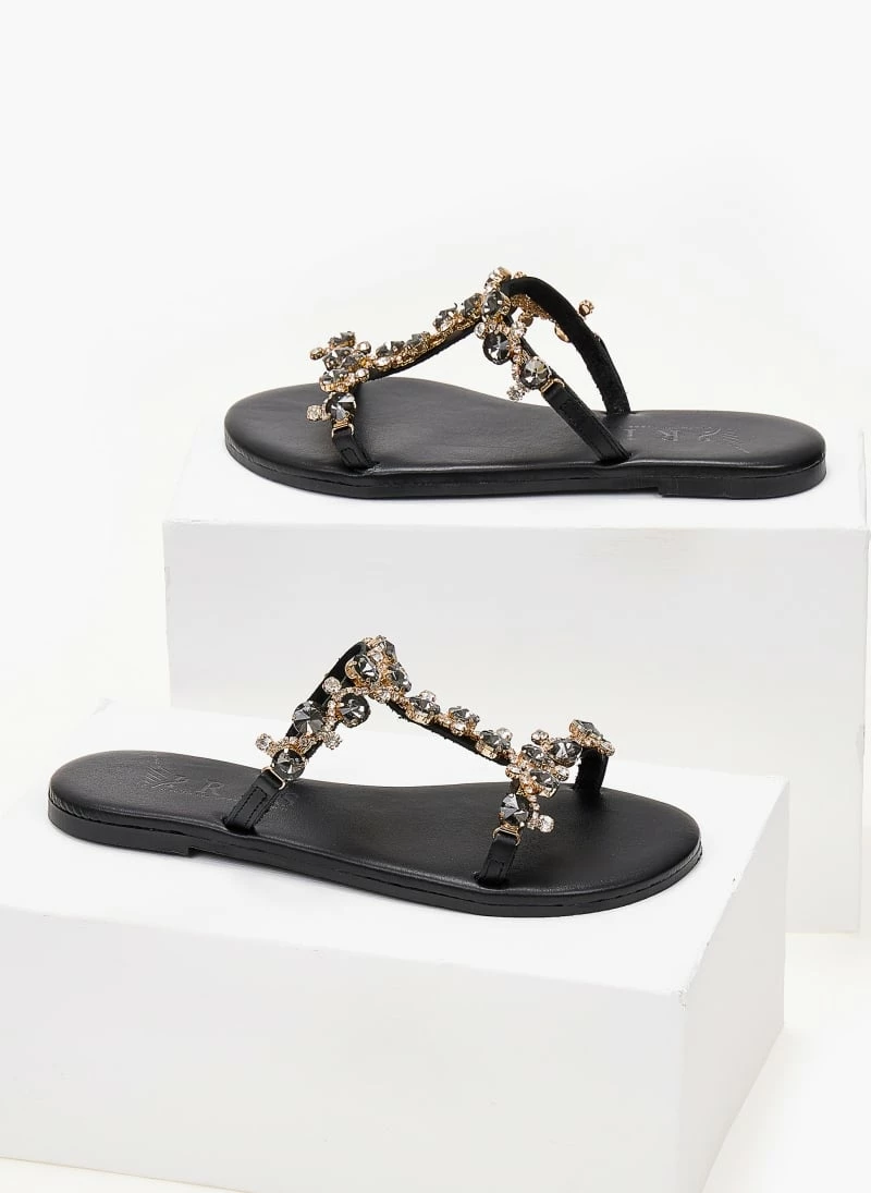Σανδάλια δερμάτινα IRIS με πέτρες - Μαύρο 8 Σανδάλια δερμάτινα IRIS με πέτρες - Μαύρο - Image 6