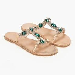 Σανδάλια δερμάτινα IRIS με πέτρες - Φυσικό