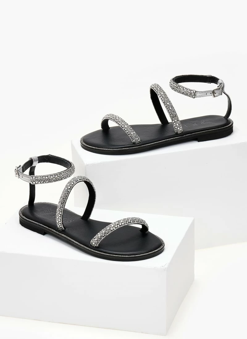 Σανδάλια δερμάτινα IRIS με πέτρες - Μαύρο/Ασημί 6 Σανδάλια δερμάτινα IRIS με πέτρες - Μαύρο/Ασημί - Image 4