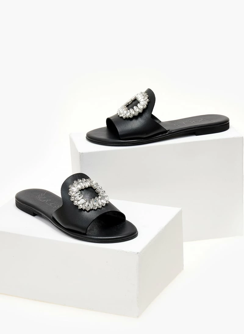 Σανδάλια δερμάτινα IRIS με πέτρες - Μαύρο 5 Σανδάλια δερμάτινα IRIS με πέτρες - Μαύρο - Image 3