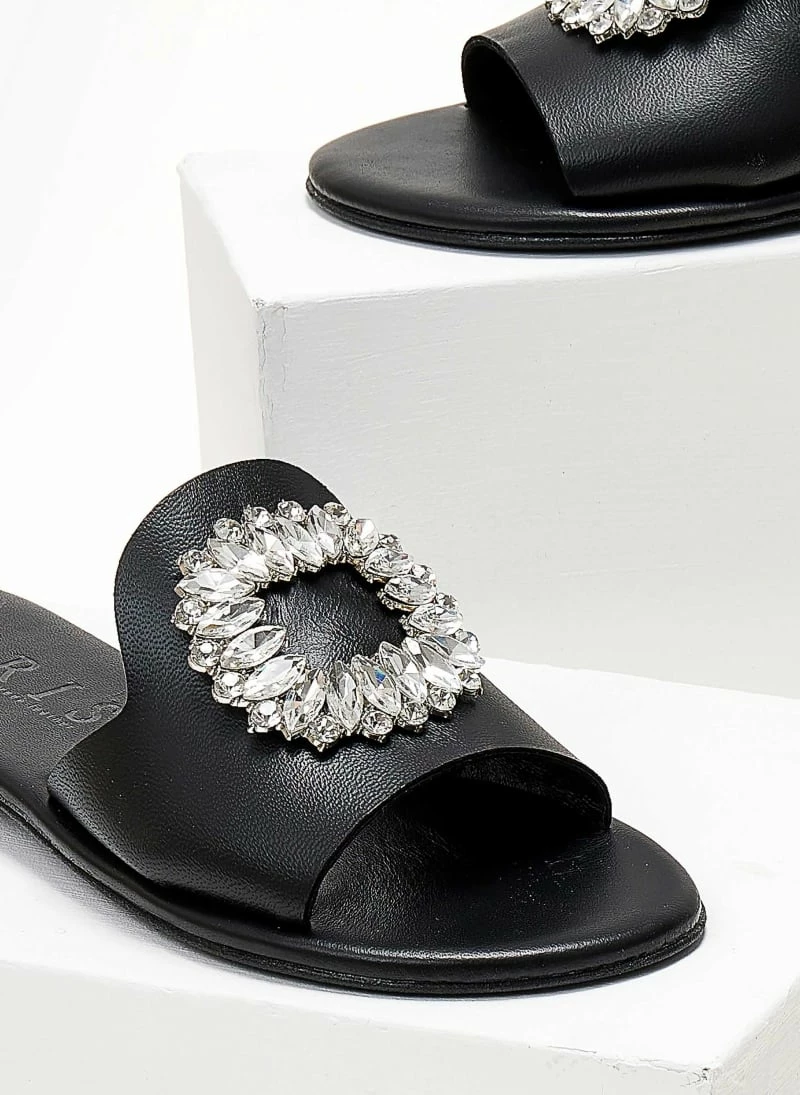Σανδάλια δερμάτινα IRIS με πέτρες - Μαύρο 8 Σανδάλια δερμάτινα IRIS με πέτρες - Μαύρο - Image 6
