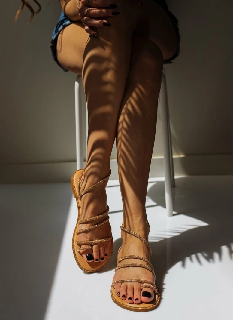 Σανδάλια δερμάτινα IRIS με Strass λουράκια - Χαλκός 6 Σανδάλια δερμάτινα IRIS με Strass λουράκια - Χαλκός - Image 4