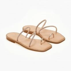 Σανδάλια δερμάτινα IRIS με Strass στη σόλα - Χαλκός