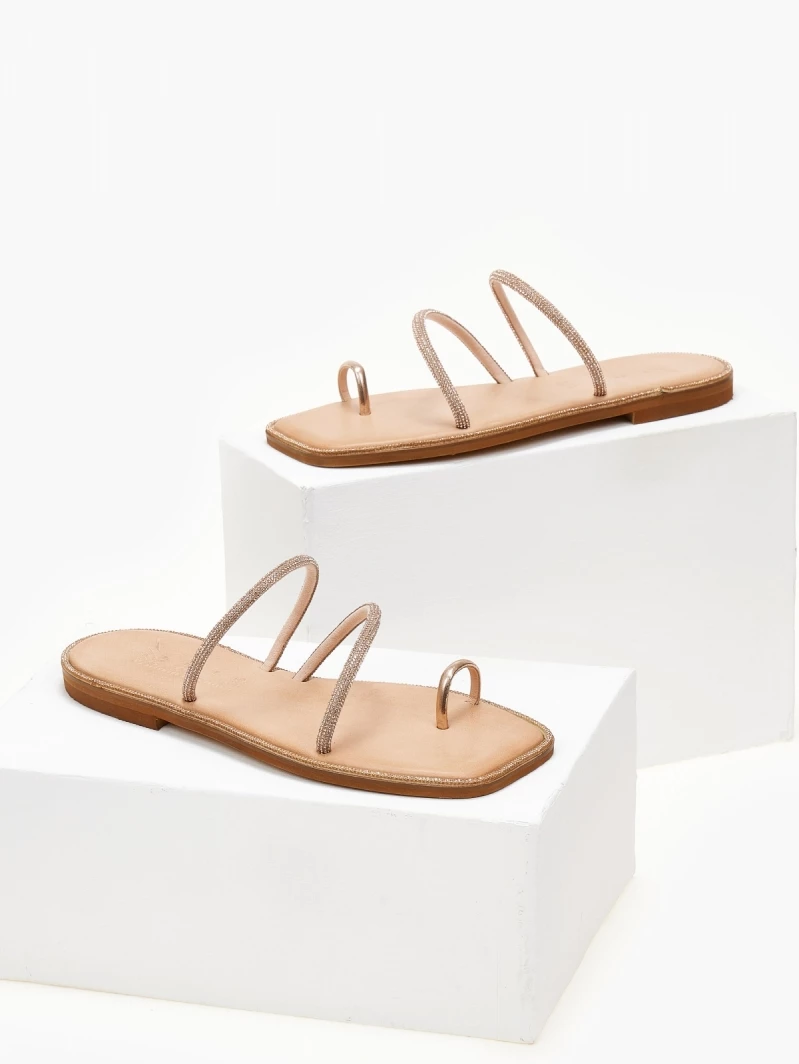 Σανδάλια δερμάτινα IRIS με Strass στη σόλα - Χαλκός 4 Σανδάλια δερμάτινα IRIS με Strass στη σόλα - Χαλκός - Image 2