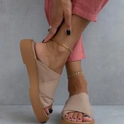 Σανδάλια δερμάτινα IRIS με χιαστί φάσες - Μπεζ -Σανδάλια κατάστημα sandalia dermatina iris me xiasti fases 104730 k8b8