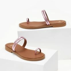Σανδάλια δερμάτινα TFP με διπλό λουράκι - Ροζ -Σανδάλια κατάστημα sandalia dermatina tfp me diplo louraki 105181 yb3t