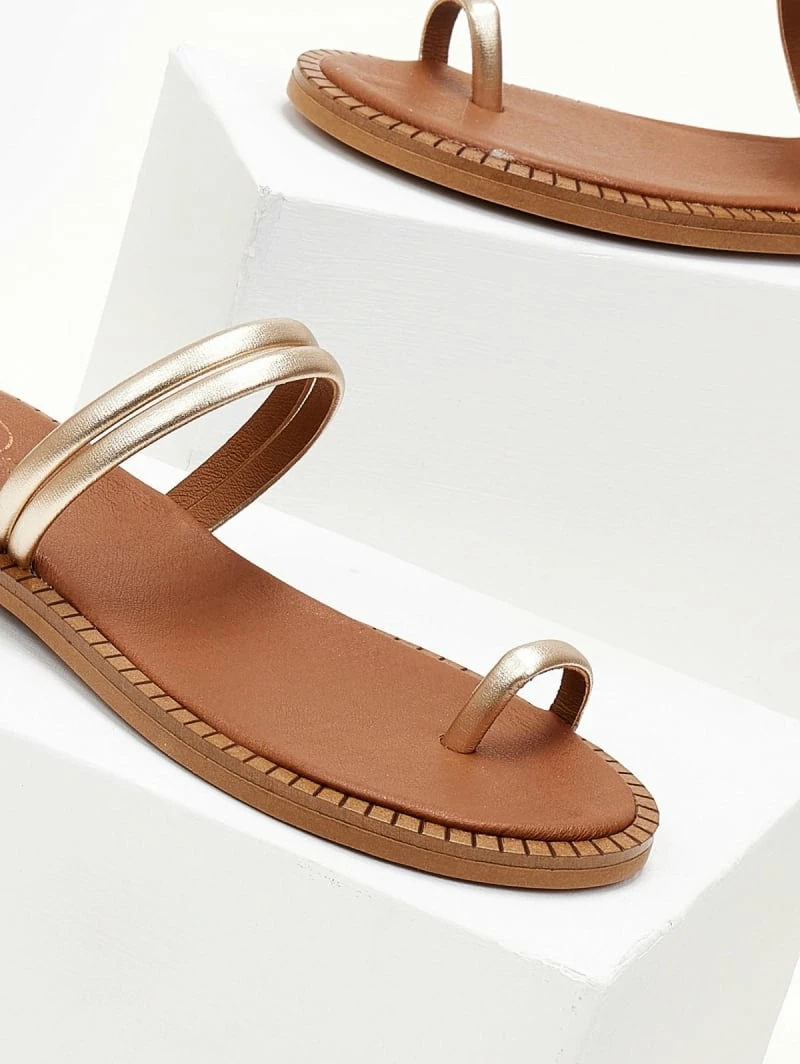 Σανδάλια δερμάτινα TFP με διπλό λουράκι - Χρυσό 5 Σανδάλια δερμάτινα TFP με διπλό λουράκι - Χρυσό - Image 3