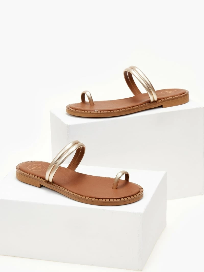 Σανδάλια δερμάτινα TFP με διπλό λουράκι - Χρυσό 6 Σανδάλια δερμάτινα TFP με διπλό λουράκι - Χρυσό - Image 4