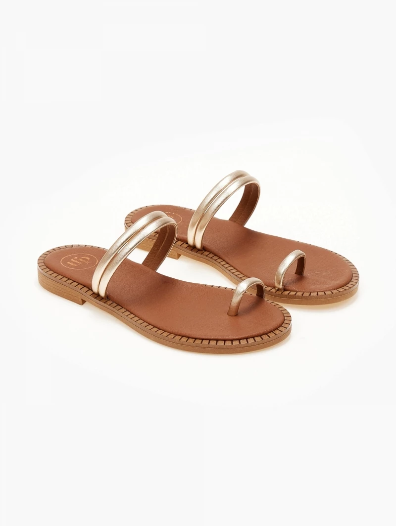 Σανδάλια δερμάτινα TFP με διπλό λουράκι - Χρυσό 4 Σανδάλια δερμάτινα TFP με διπλό λουράκι - Χρυσό - Image 2