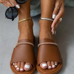 Σανδάλια δερμάτινα TFP με φαρδιά φάσα - Ταμπά