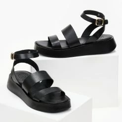 Σανδάλια δερμάτινα TFP με φάσες - Μαύρο -Σανδάλια κατάστημα sandalia dermatina tfp me fases 102863 c0yb