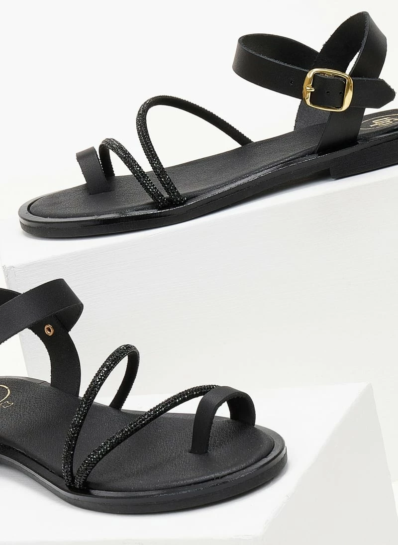 Σανδάλια δερμάτινα TFP με κούμπωμα στο πλάι - Μαύρο 4 Σανδάλια δερμάτινα TFP με κούμπωμα στο πλάι - Μαύρο - Image 2