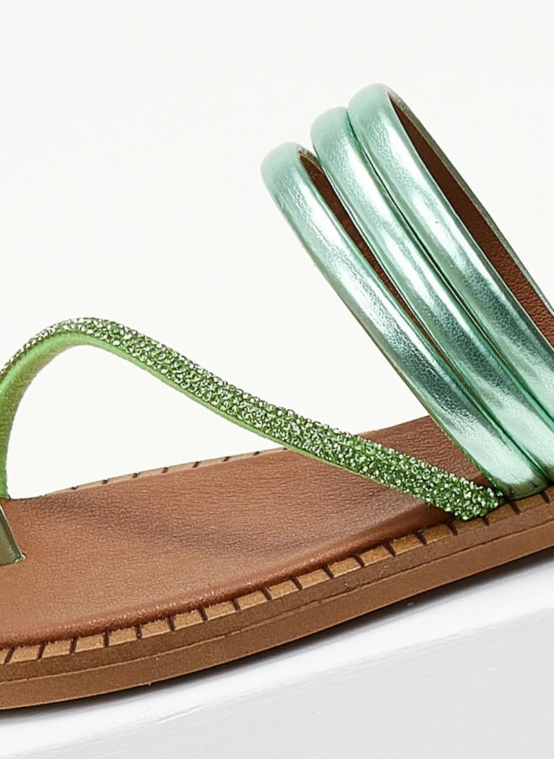 Σανδάλια δερμάτινα TFP με λοξό Strass λουράκι - Πράσινο 7 Σανδάλια δερμάτινα TFP με λοξό Strass λουράκι - Πράσινο - Image 5