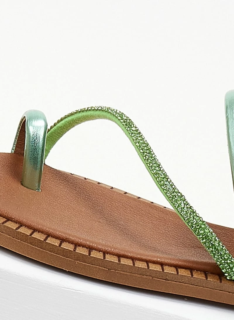 Σανδάλια δερμάτινα TFP με λοξό Strass λουράκι - Πράσινο 5 Σανδάλια δερμάτινα TFP με λοξό Strass λουράκι - Πράσινο - Image 3
