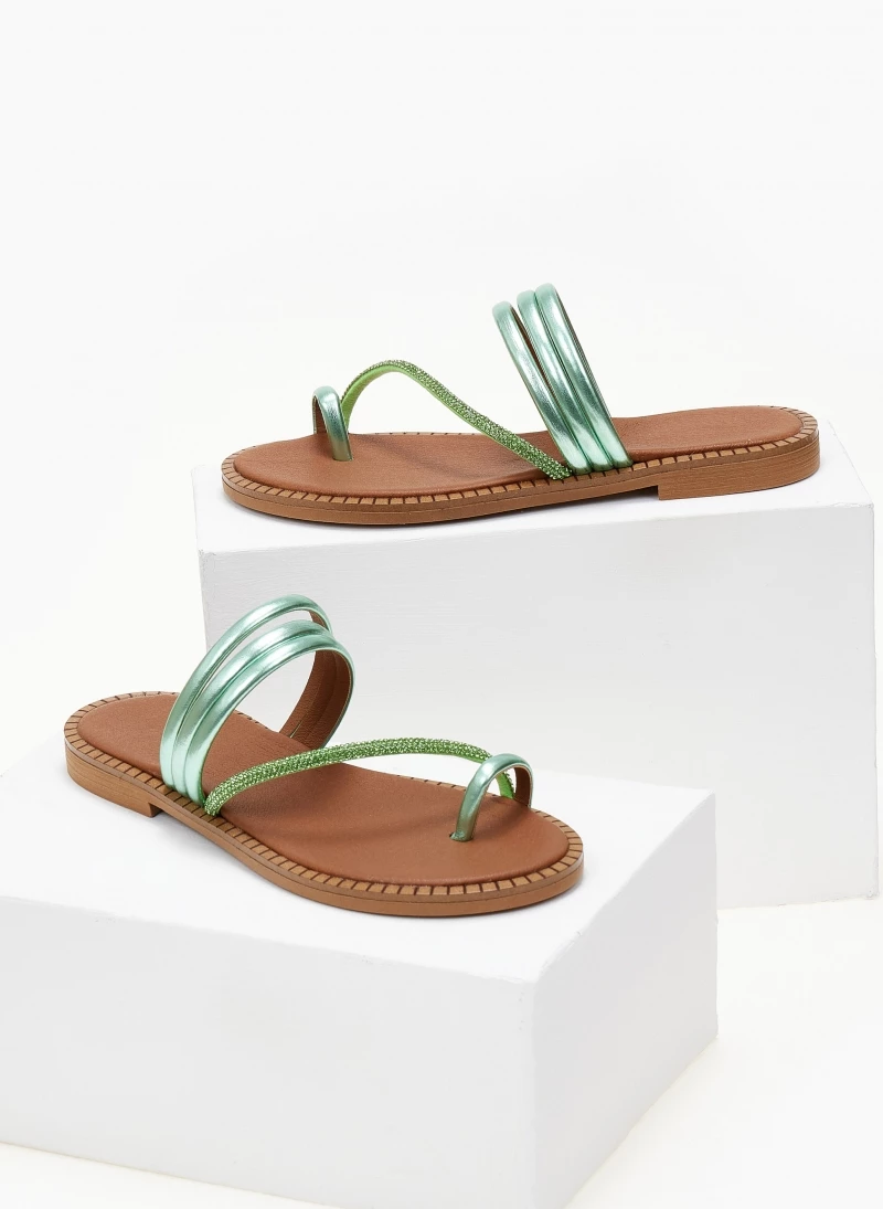 Σανδάλια δερμάτινα TFP με λοξό Strass λουράκι - Πράσινο 6 Σανδάλια δερμάτινα TFP με λοξό Strass λουράκι - Πράσινο - Image 4