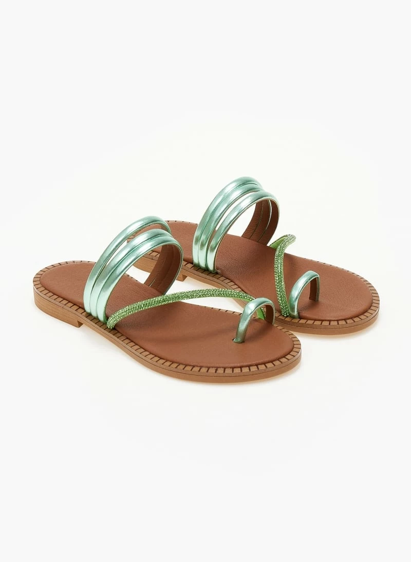 Σανδάλια δερμάτινα TFP με λοξό Strass λουράκι - Πράσινο 4 Σανδάλια δερμάτινα TFP με λοξό Strass λουράκι - Πράσινο - Image 2