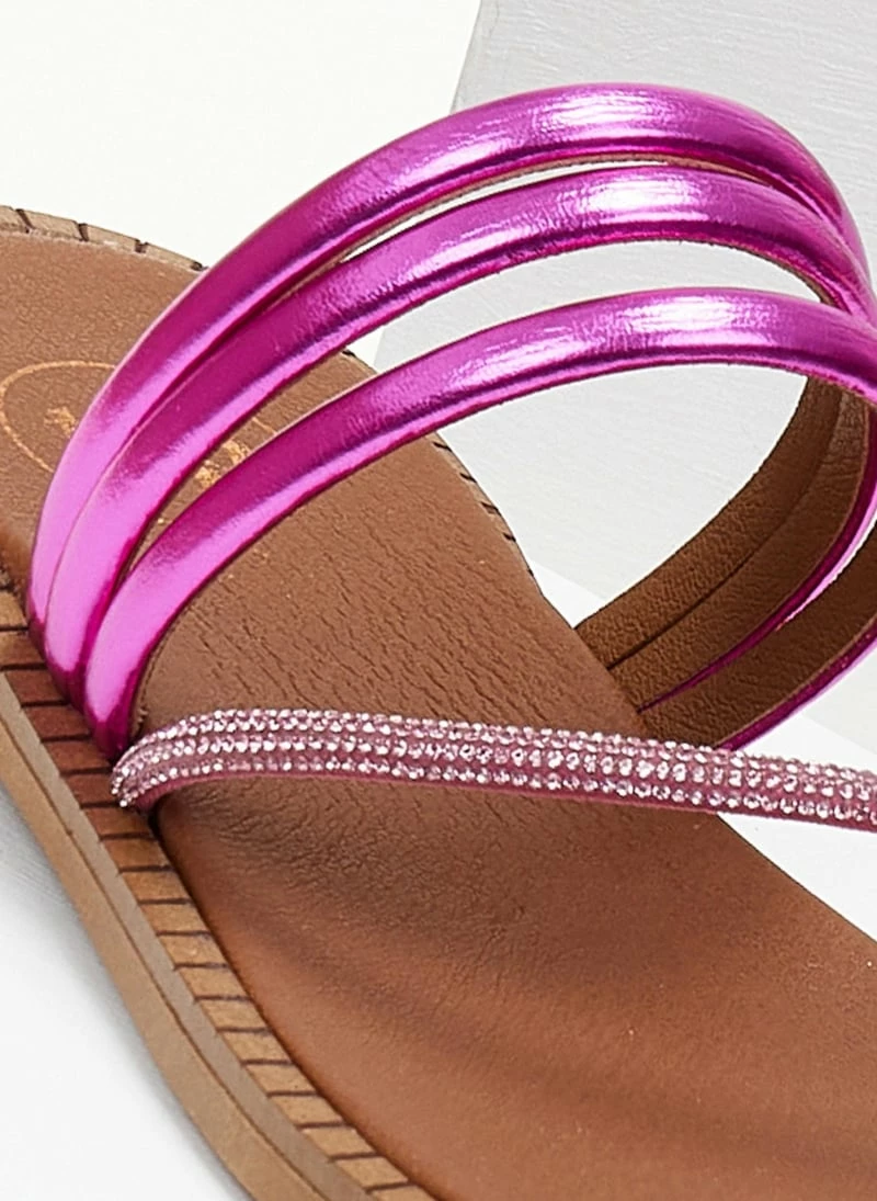 Σανδάλια δερμάτινα TFP με λοξό Strass λουράκι - Φούξια 7 Σανδάλια δερμάτινα TFP με λοξό Strass λουράκι - Φούξια - Image 5