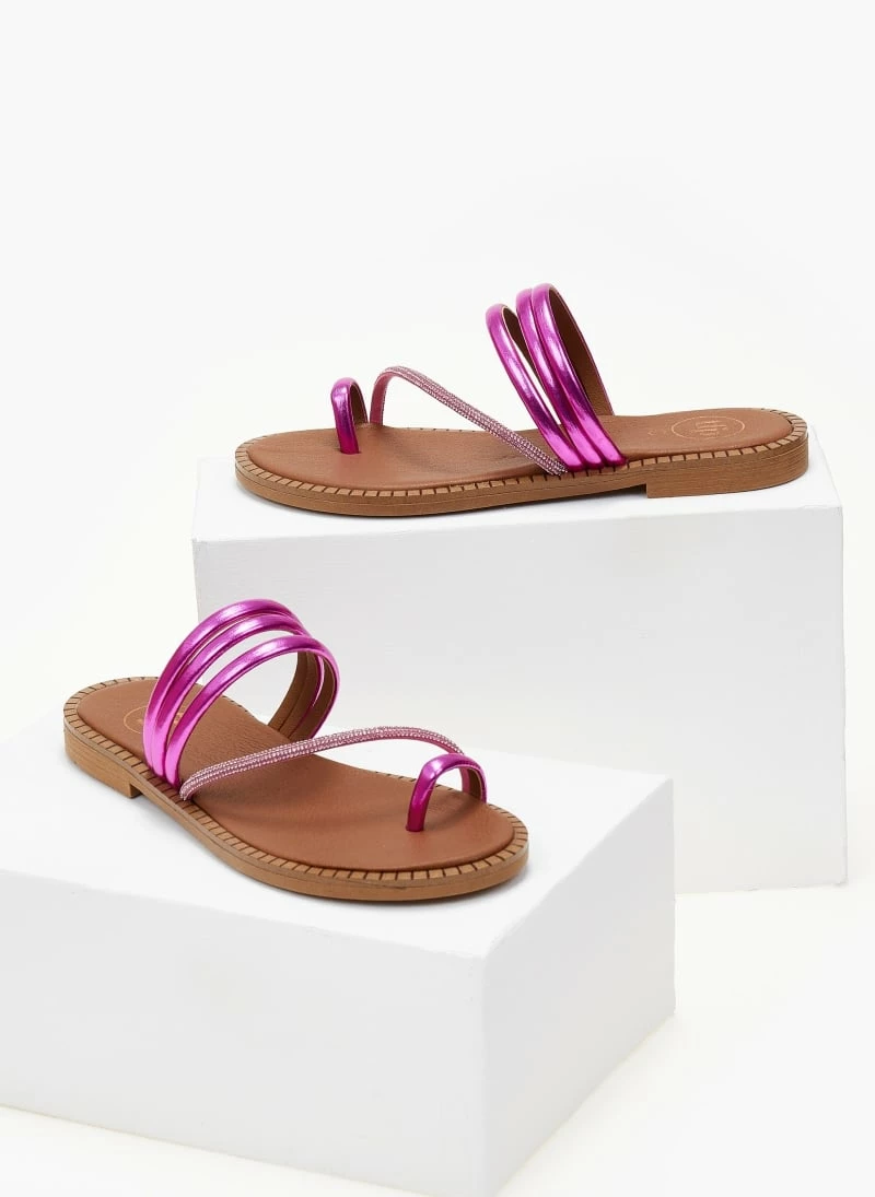 Σανδάλια δερμάτινα TFP με λοξό Strass λουράκι - Φούξια 4 Σανδάλια δερμάτινα TFP με λοξό Strass λουράκι - Φούξια - Image 2