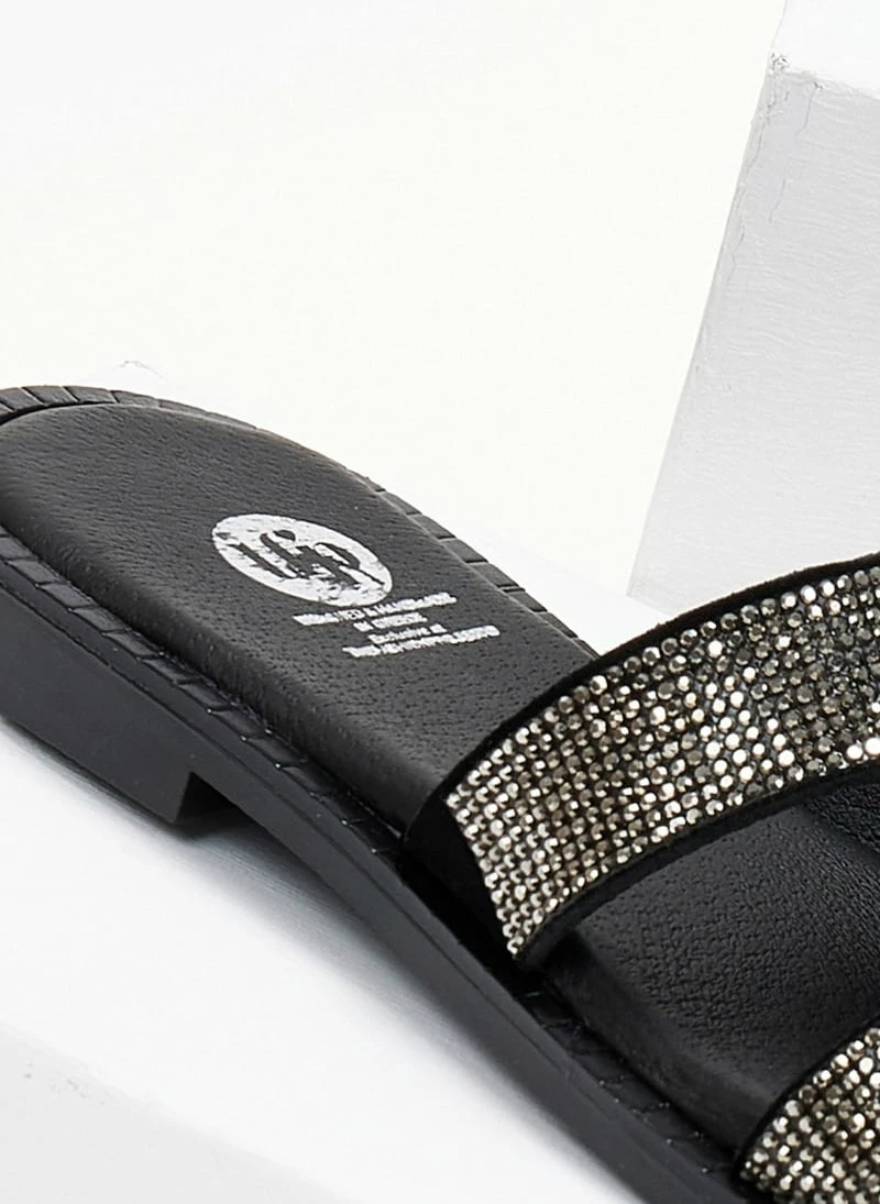Σανδάλια δερμάτινα TFP με μικρά Strass - Μαύρο 5 Σανδάλια δερμάτινα TFP με μικρά Strass - Μαύρο - Image 3