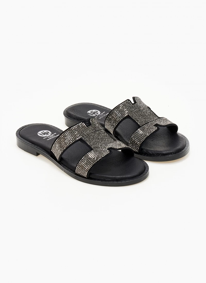 Σανδάλια δερμάτινα TFP με μικρά Strass - Μαύρο 8 Σανδάλια δερμάτινα TFP με μικρά Strass - Μαύρο - Image 6